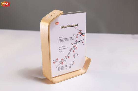 صفحه نمایش زیبا شکل L طبیعی 7 اینچ آکریلیک شفاف تصویر فریم عکس با پایه چوبی